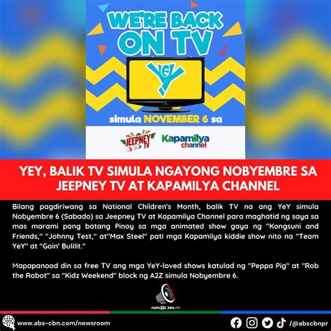 yey channel schedule
